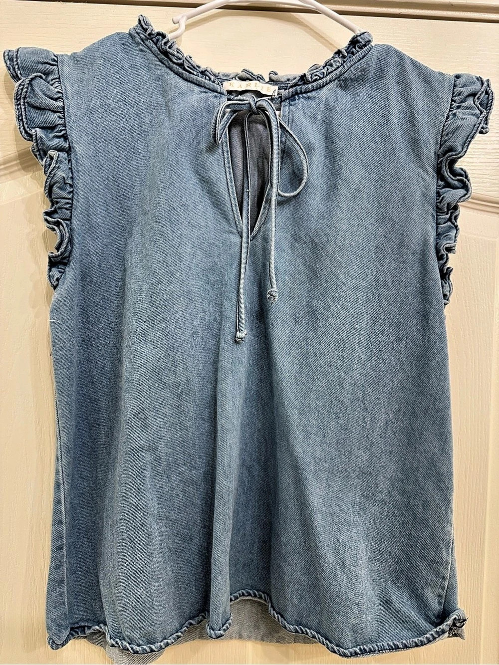 Karlie Blue Ruffle Sleeve Tunic